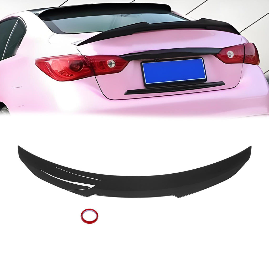 Rear Bumper Diffuser & Rear Spoiler Glossy Black Fit for 2014-2017 Infiniti Q50