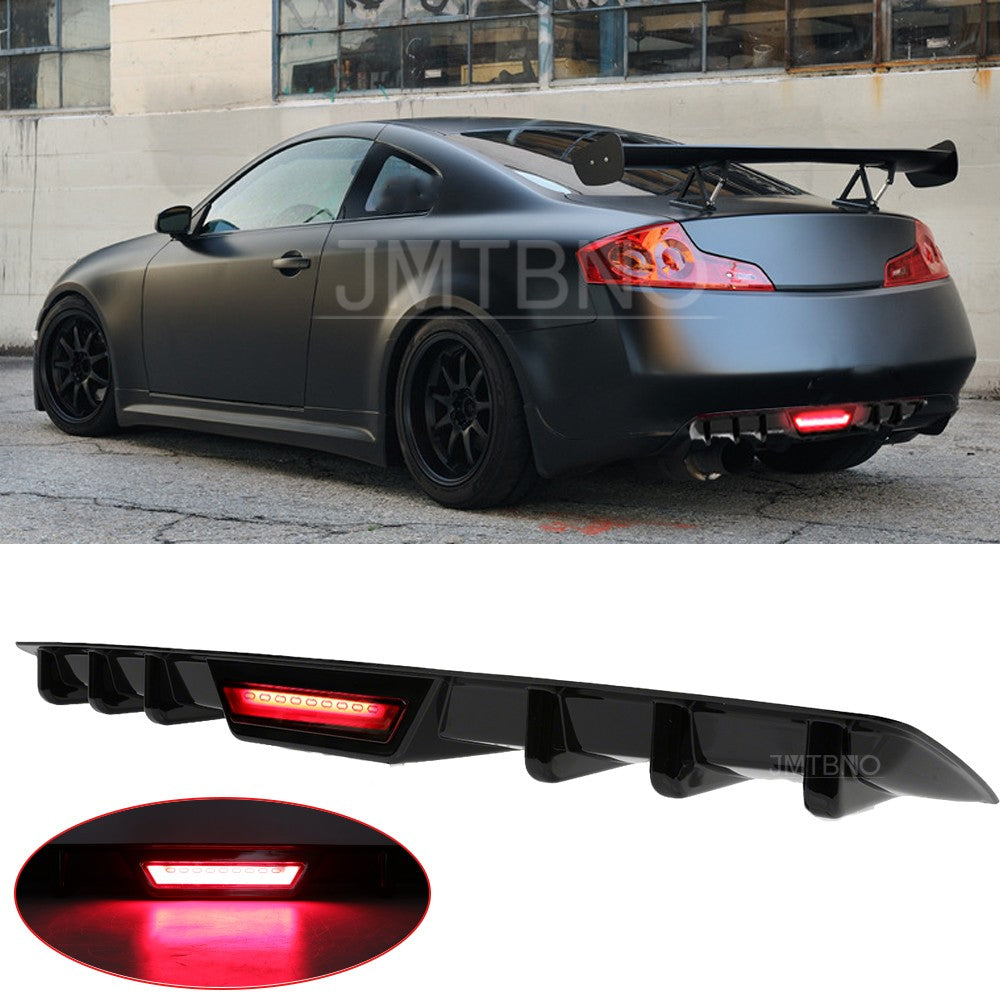Rear Bumper Diffuser W/ LED Tail Brake Light Glossy for Infiniti G35 G37 Coupe