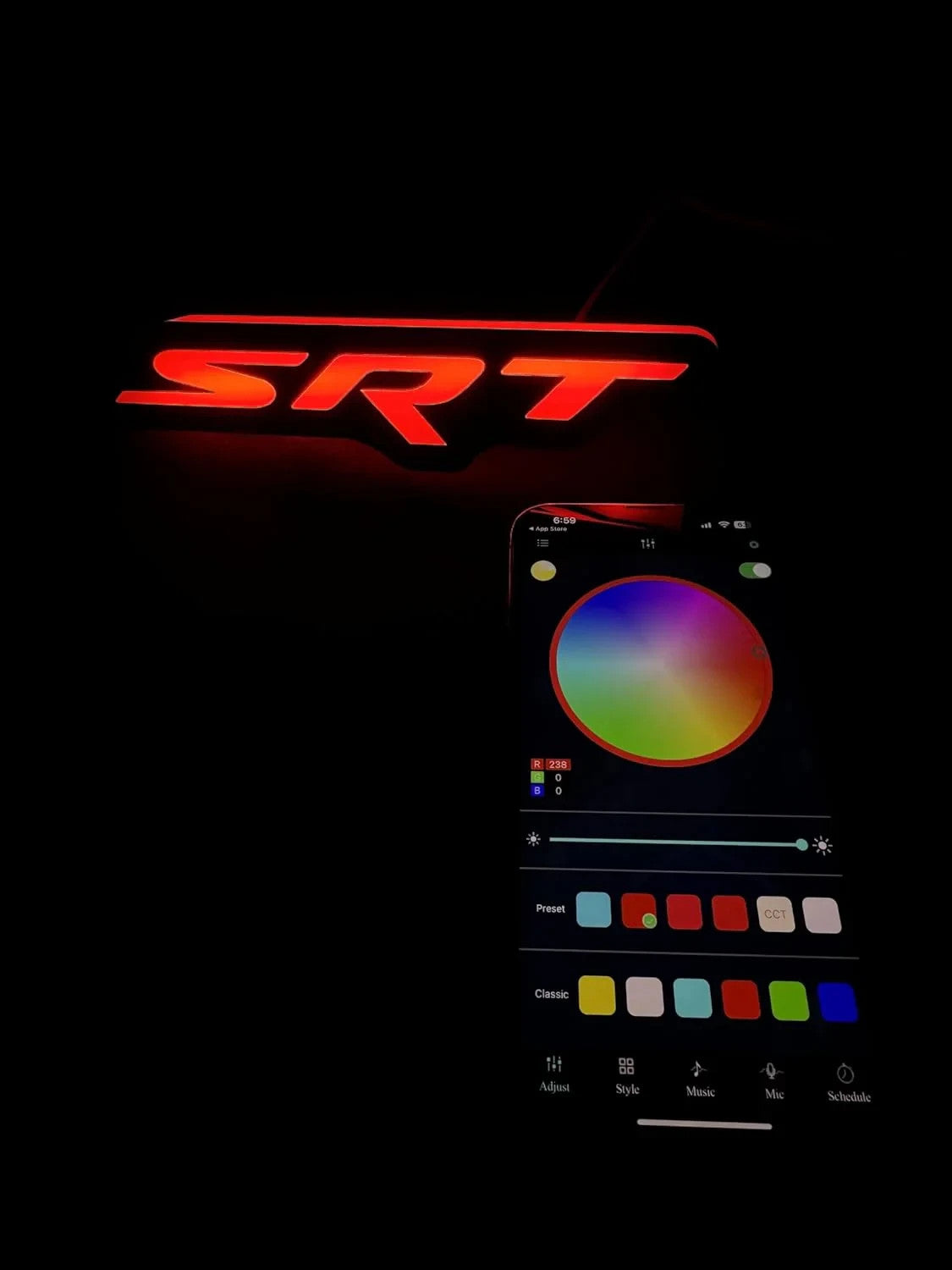 Dodge SRT Grille Badge RGB LED Emblem Bluetooth Color Chasing Challenger Charger