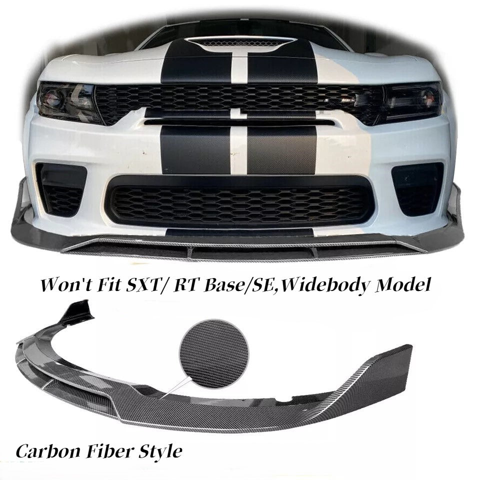 CARBON FIBER for Dodge Charger 15-23 SRT R/T Scat Pack Front Bumper Lip Splitter