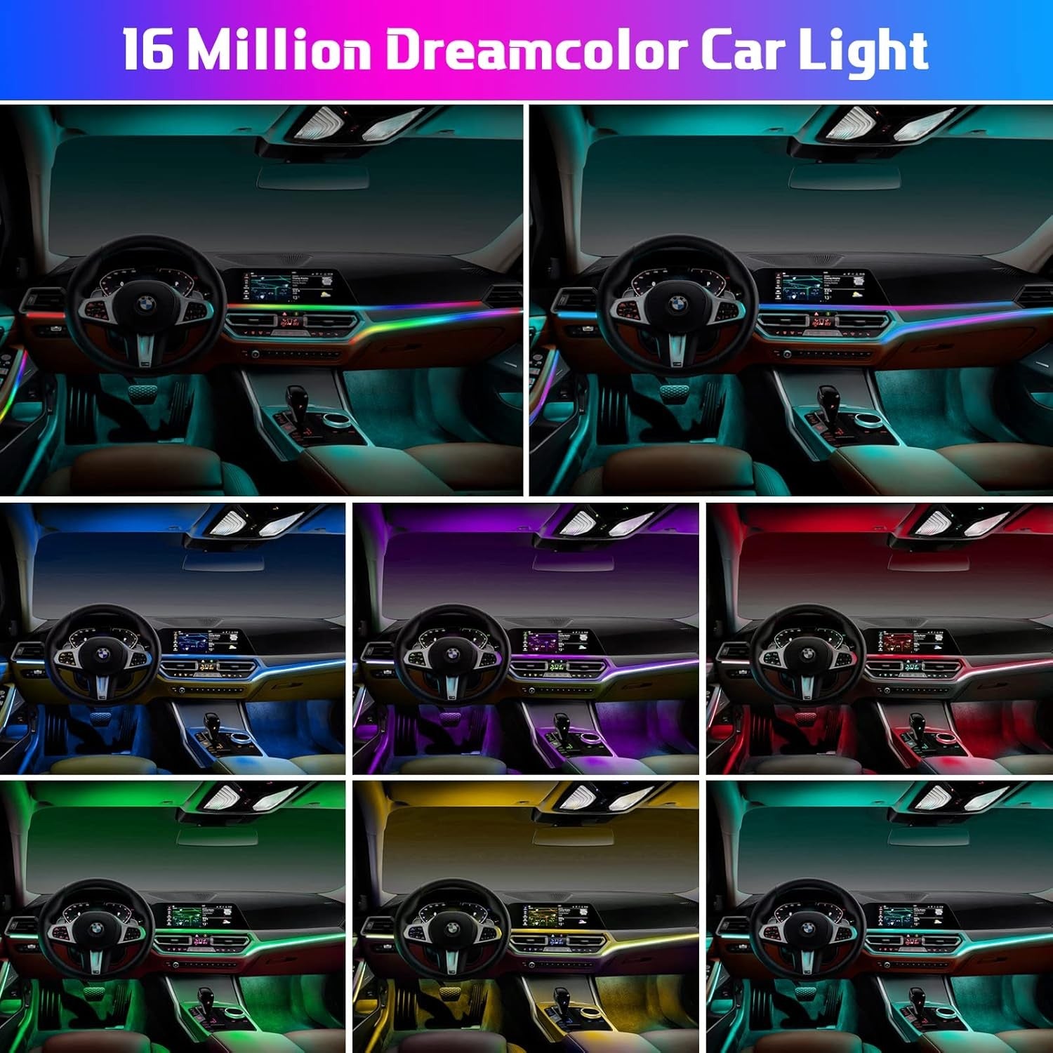 For Dodge Charger Challenger 10In1 RGB LED Interior Strip Light Atmosphere APP