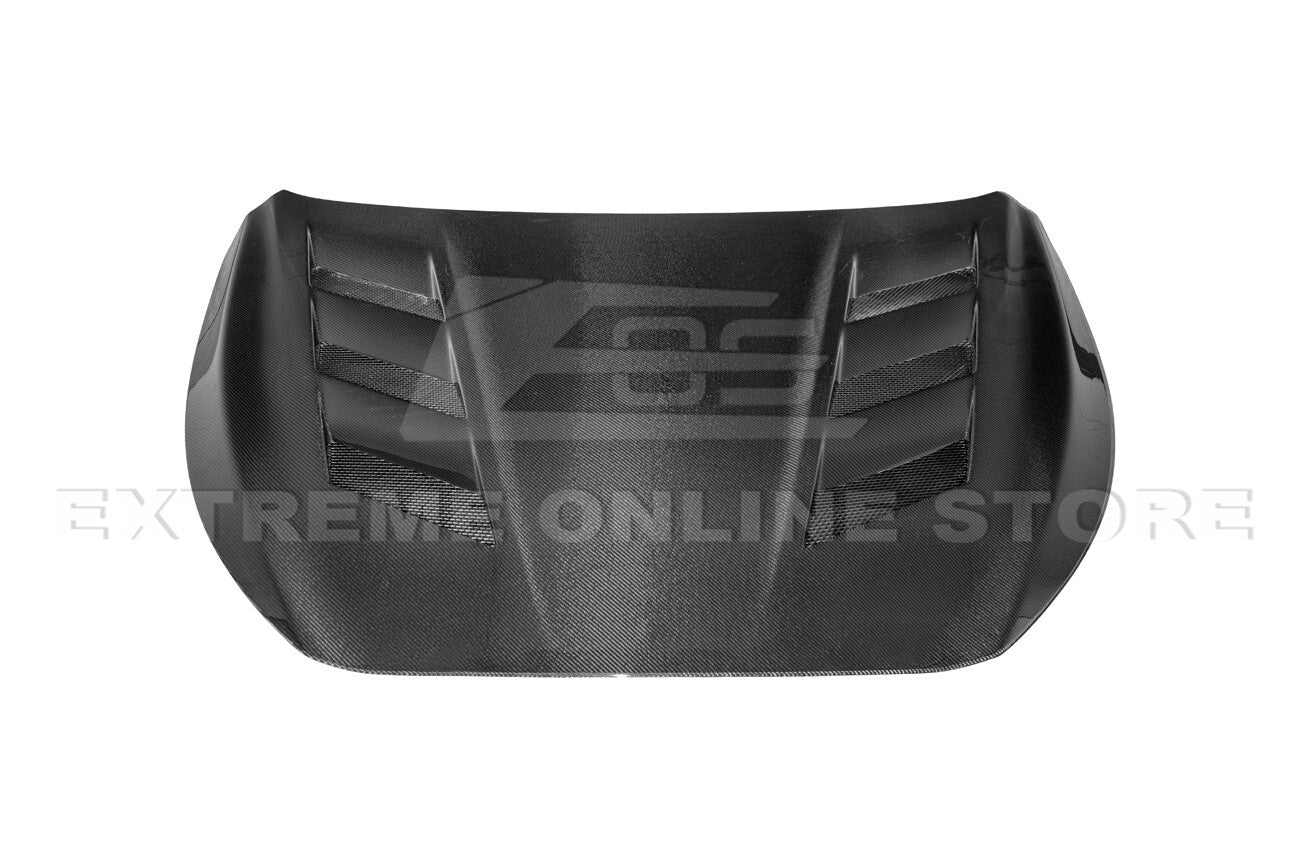 For 14-Up Infiniti Q50 CARBON FIBER Front Vented Hood Cover & Side Fender Pair