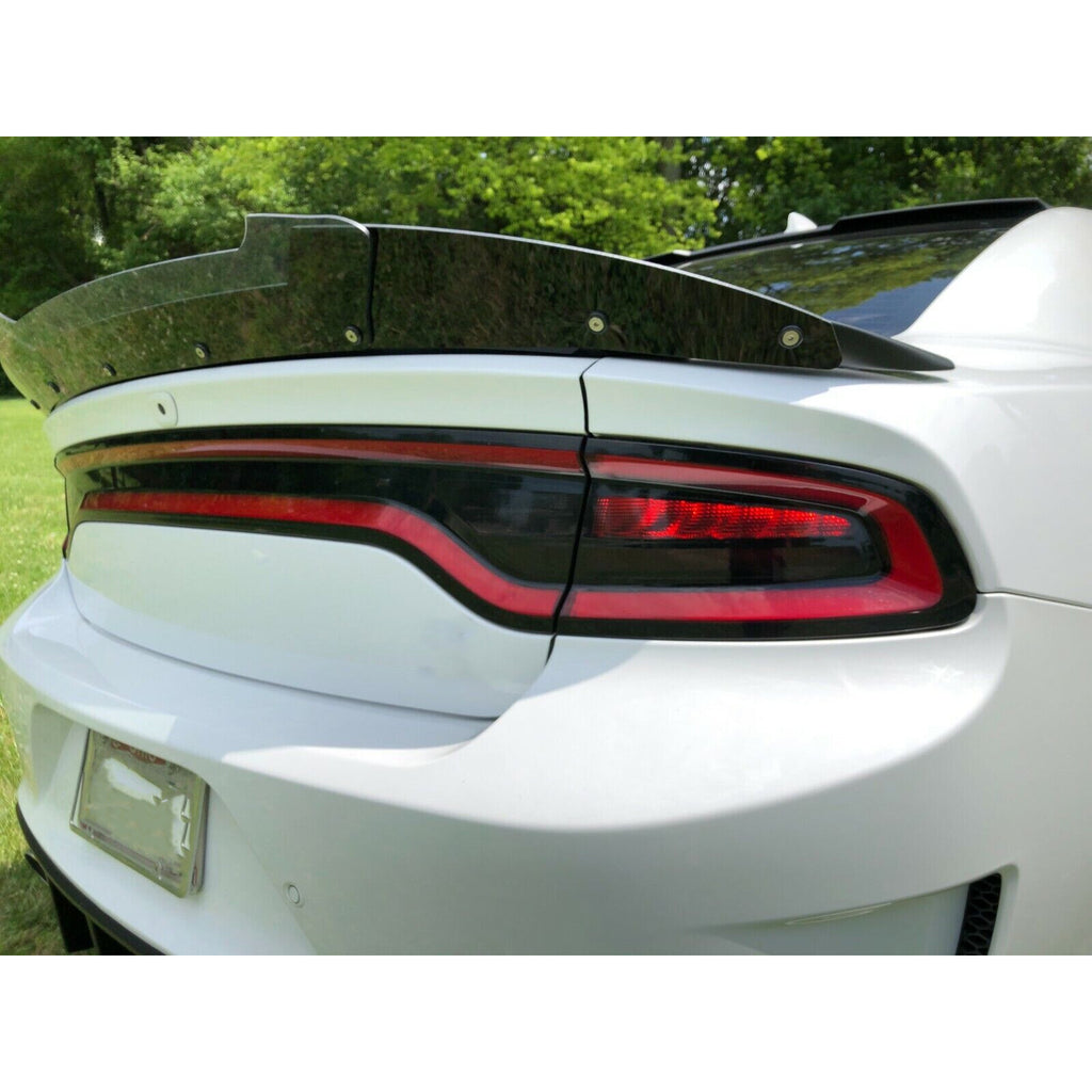 Fit 15-23 Dodge Charger SRT 2 Pcs BK Decklid Spoiler Gurney Flap Wicker Bill