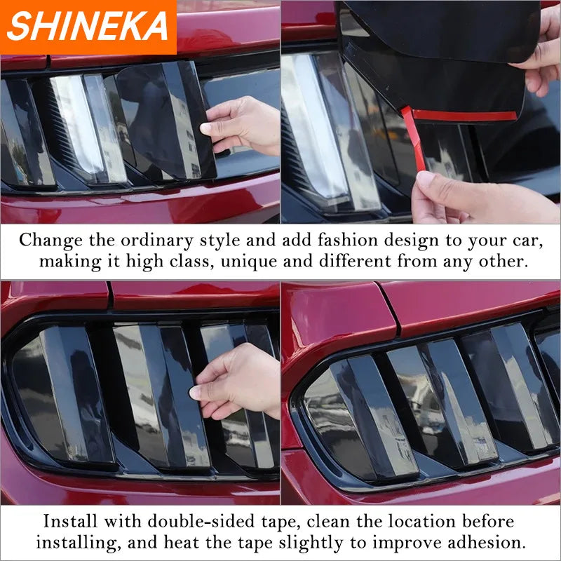 SHINEKA ABS Car Rear Tail Light Lamp Decoration Cover Trim Stickers for Ford Mustang 2015 2016 2017 Taillight Cover Accessories