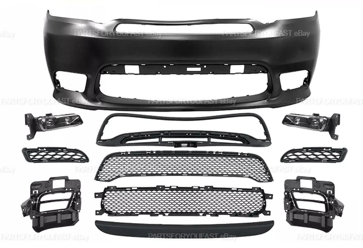 For Dodge Durango 2016-2020 SRT Style Front Bumper Cover Kit with LED Fog Lamps