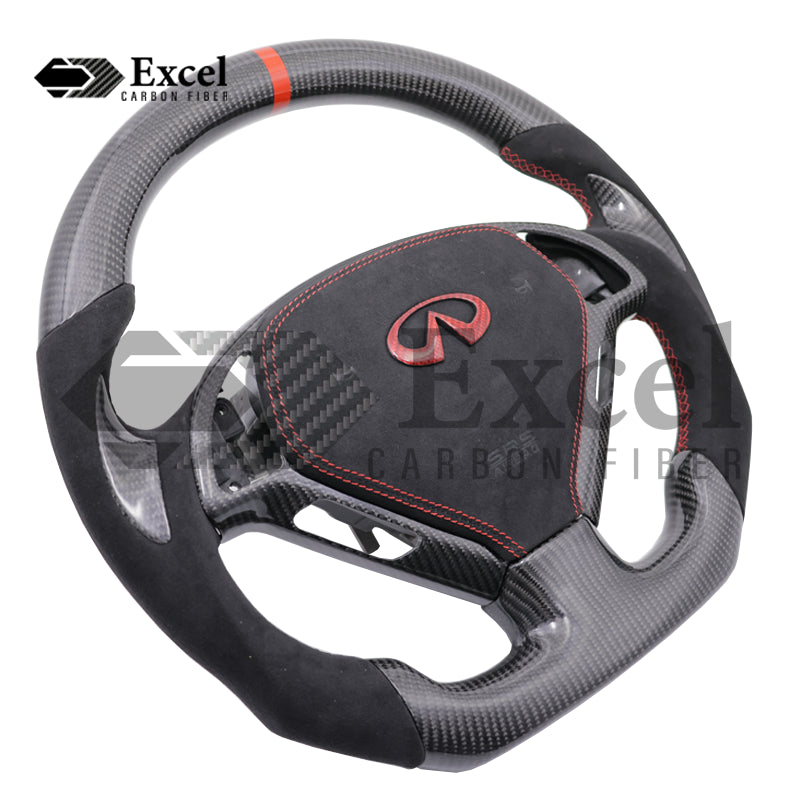 Carbon Fiber Steering Wheel for Infiniti G37 G37X G37S 2008 - 2015 with Trim