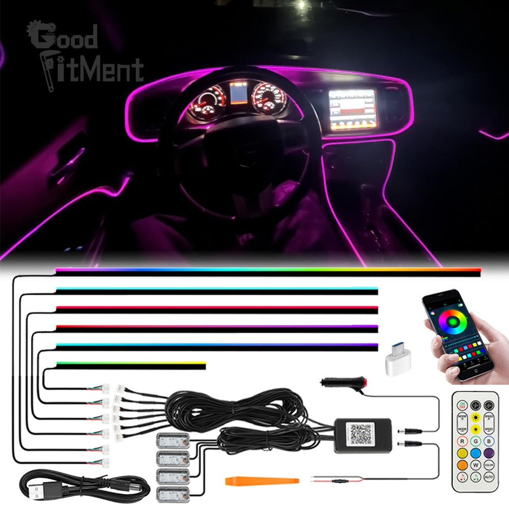 For Dodge Charger Challenger 10In1 RGB LED Interior Strip Light Atmosphere APP