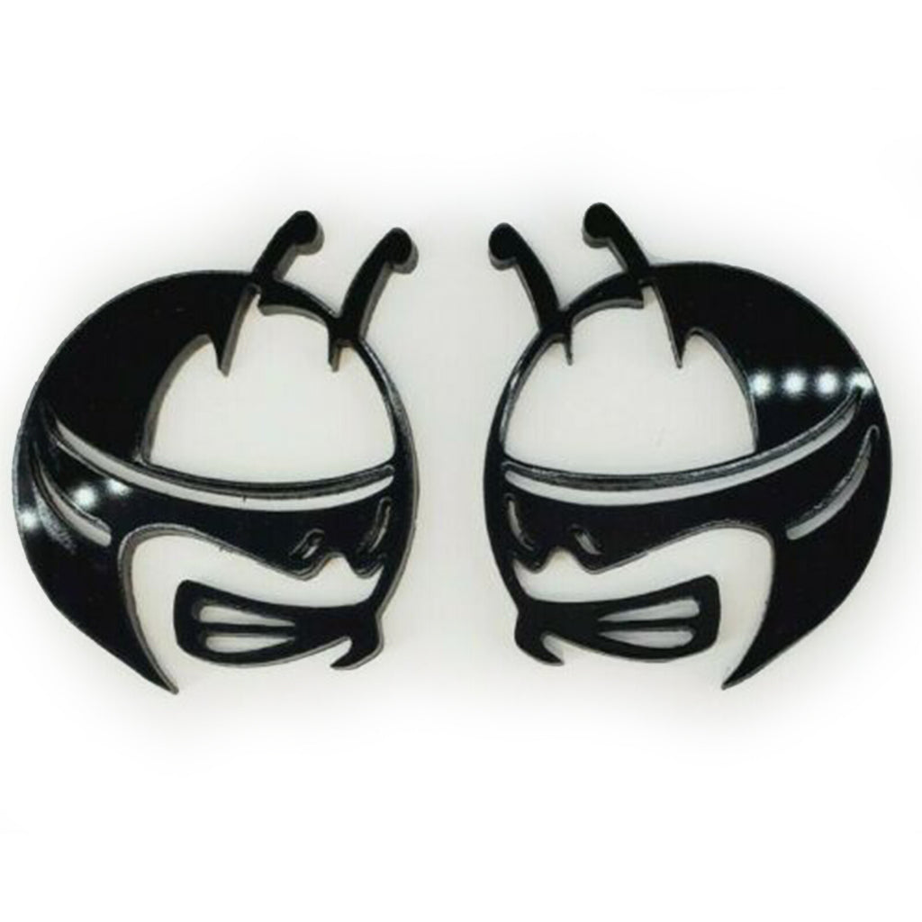 Pair GLOSS BLACK Scat Pack Head Emblems Fits Dodge Challenger Charger Bee Badge