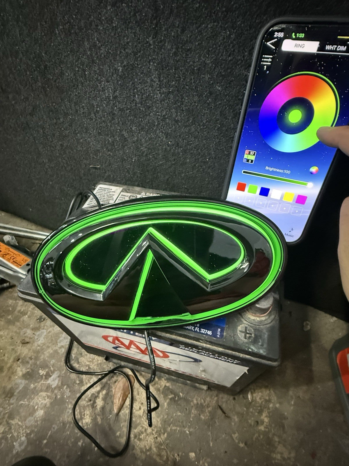 ✅ for 2018-2024 INFINITI Q50 COLOR CHANGING RGB LED GRILL EMBLEM GLOSS BLACK ✅