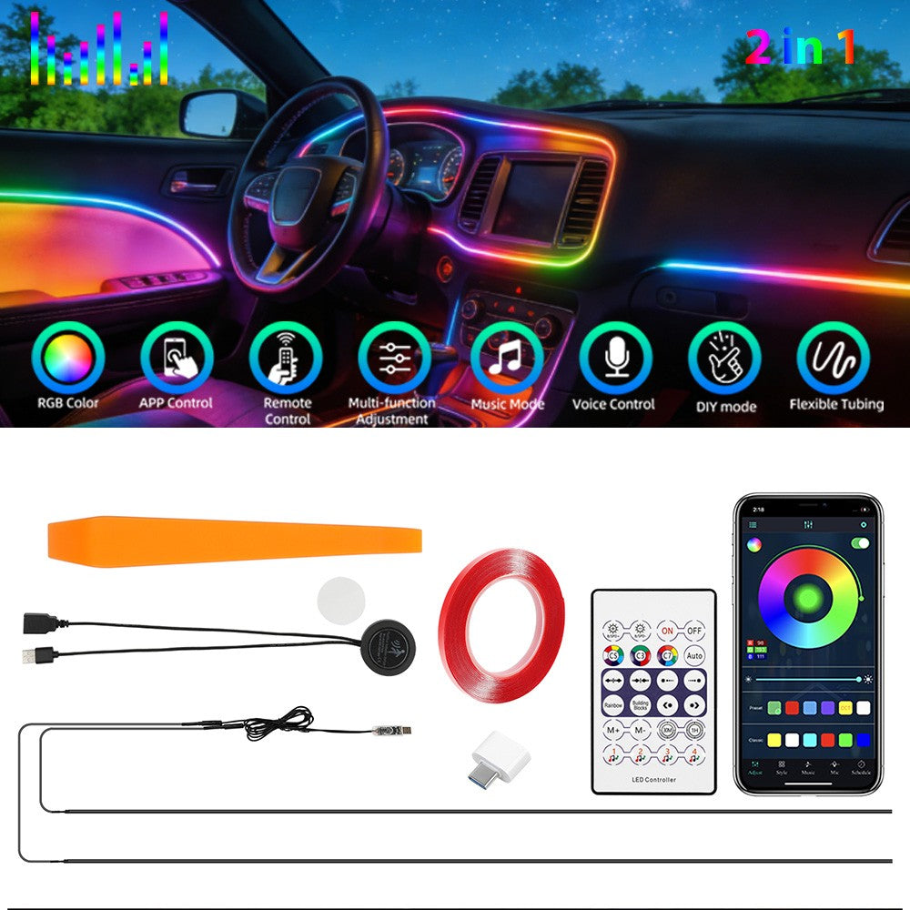 2/10 in 1 LED RGB Acrylic Interior Strip Ambient Lights Kit for Ford Mustang