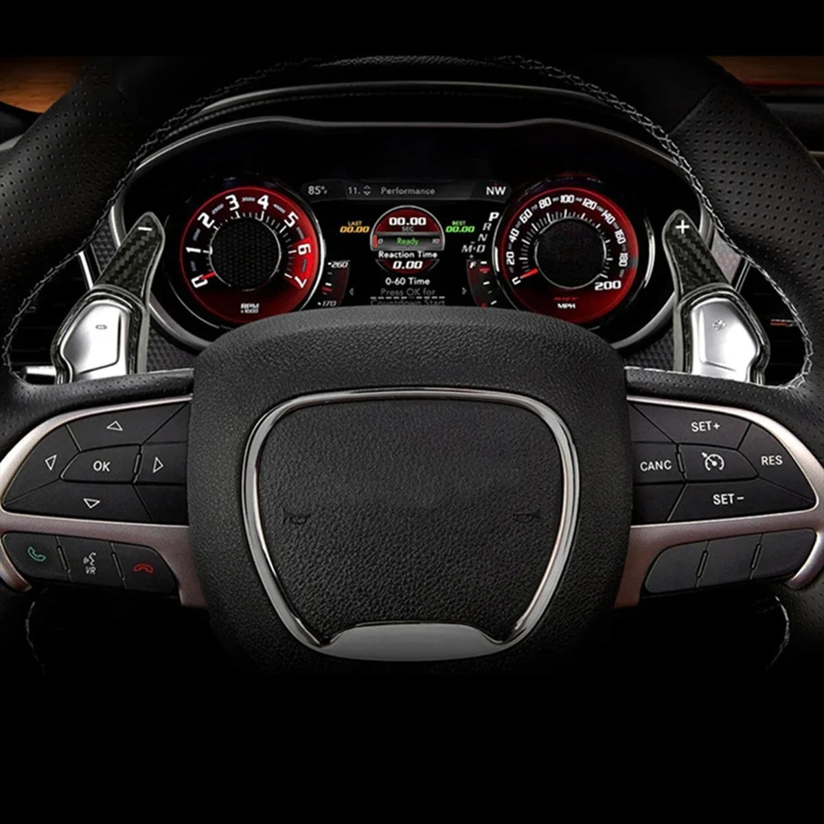 Carbon Fiber Steering Wheel Paddle Shifter Extensions Cover Trim for Dodge Challenger SRT Charger SRT Durango SRT ,Black