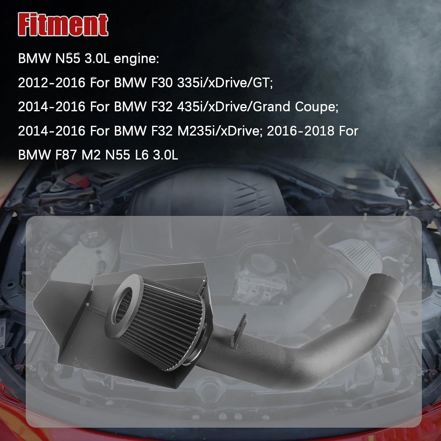For BMW 12-15 335I/14-16 435I M235I /16 M2 N55 3.0L Turbo Cold Air Intake System