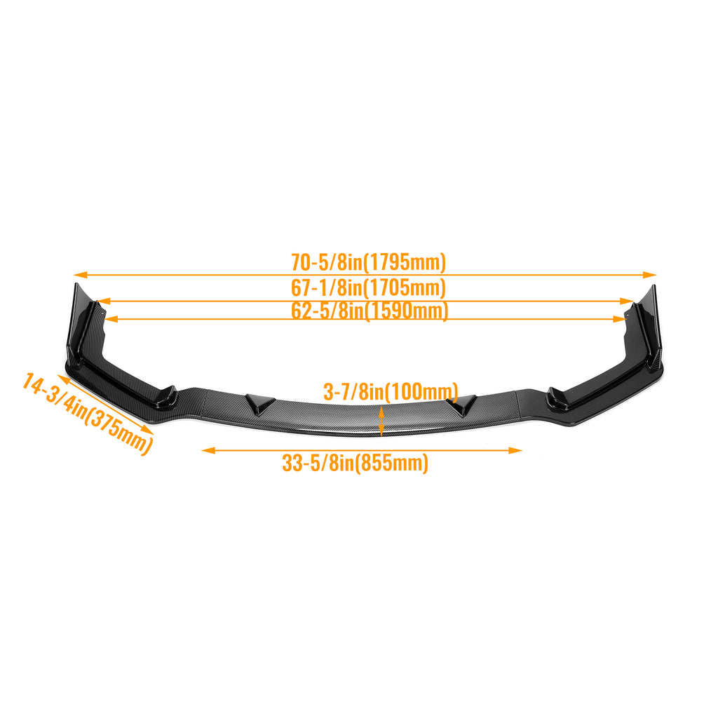 For 14-17 Infiniti Q50 Sport 4DR Carbon Fiber Style 3PC Front Bumper Lip Spoiler