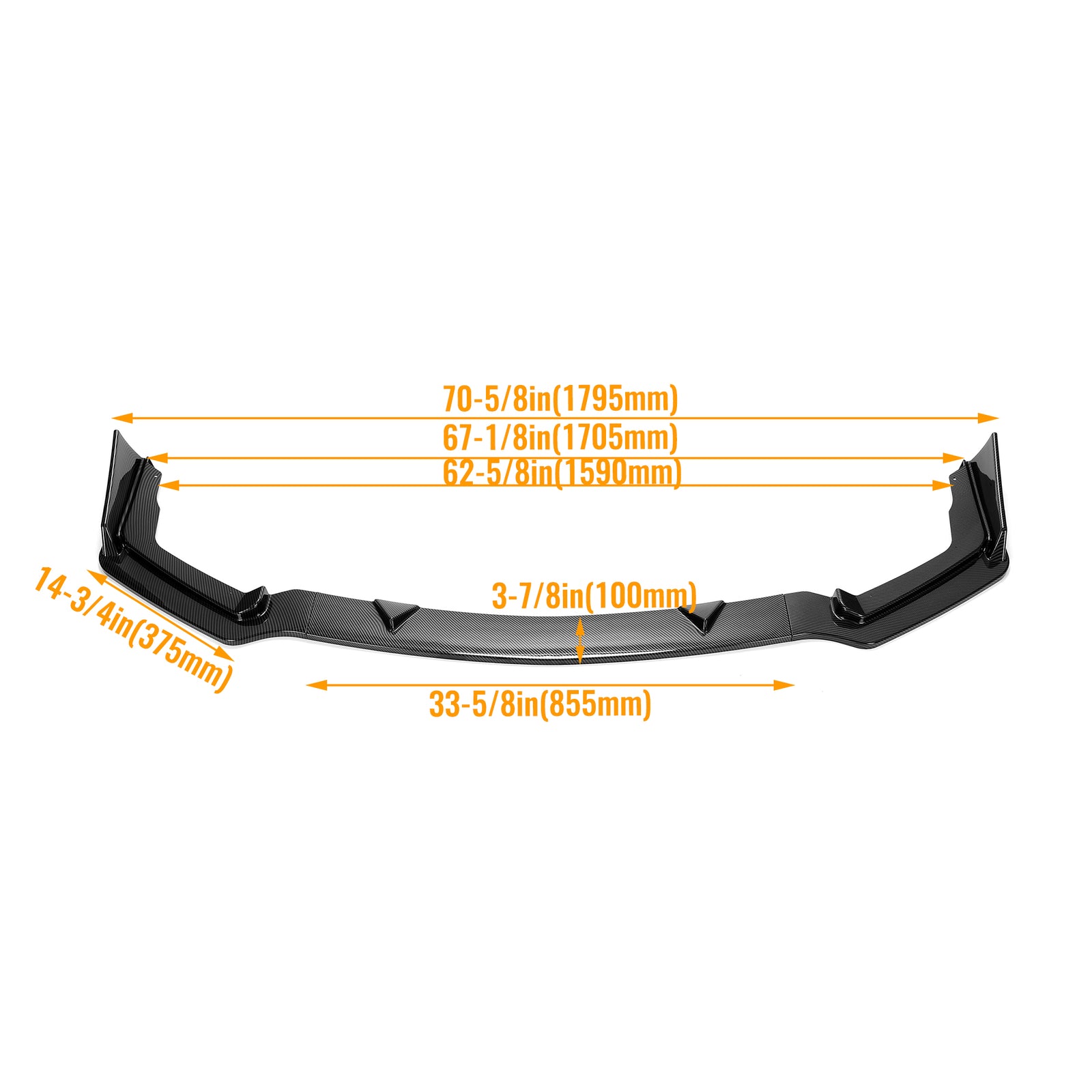 For 14-17 Infiniti Q50 Sport 4DR Carbon Fiber Style 3PC Front Bumper Lip Spoiler