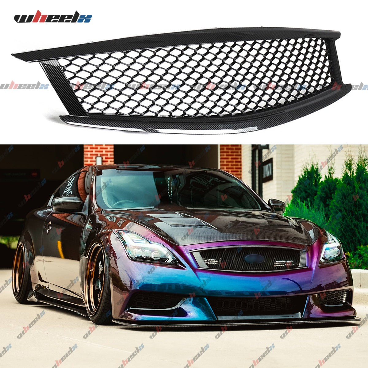 Carbon Fiber Front Bumper Grille for Infiniti G37 Q60 Coupe 08-13 Skyline Style