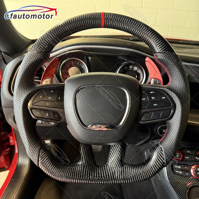 Real Carbon Fiber Sport Steering Wheel Fit 2015-2022 Chrysler 300 300C Red Line
