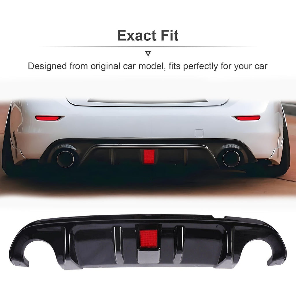 Rear Bumper Diffuser & Rear Spoiler Glossy Black Fit for 2014-2017 Infiniti Q50