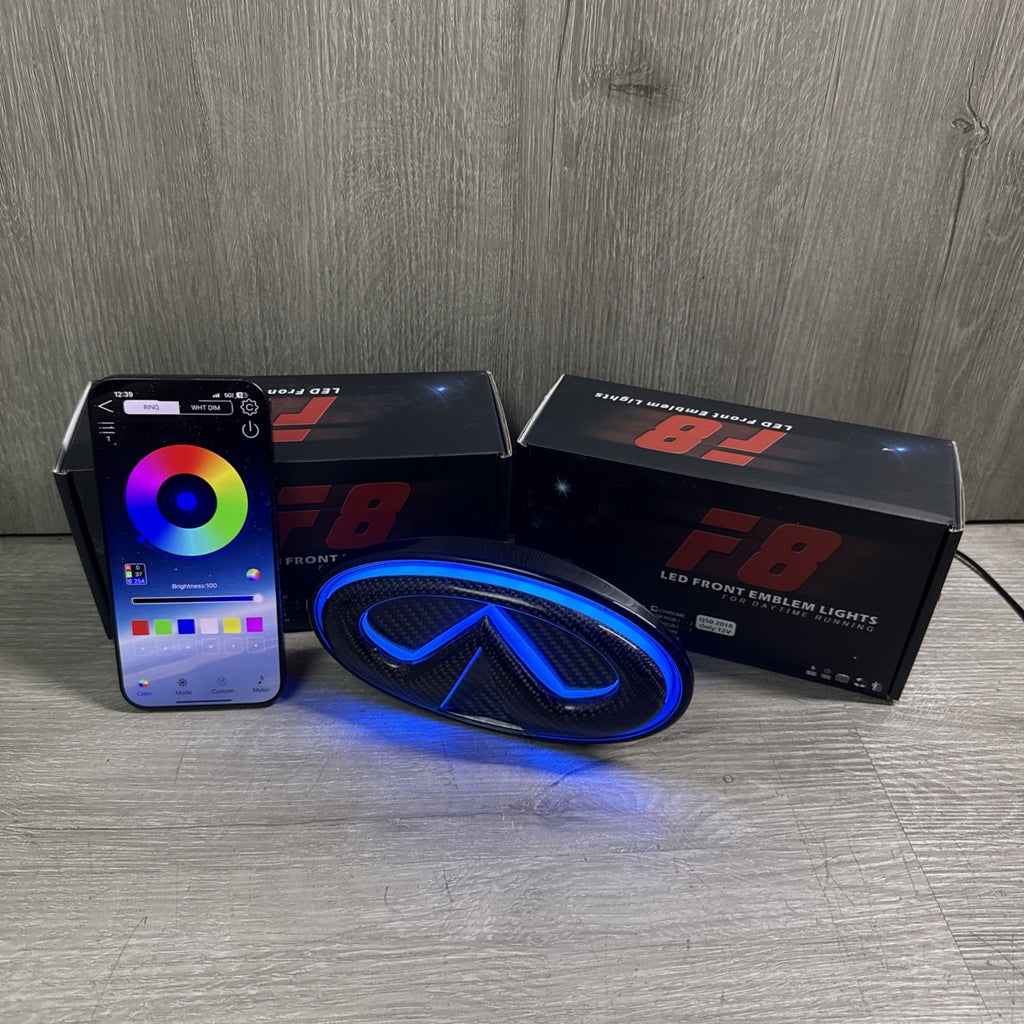 ✅ for 2018-2024 INFINITI Q50 COLOR CHANGING RGB LED GRILL EMBLEM CARBON FIBER