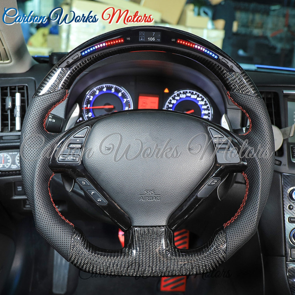 LED Carbon Fiber Steering Wheel for Infiniti G25 G37 G35 Q40 EX35 EX37 2008-2015