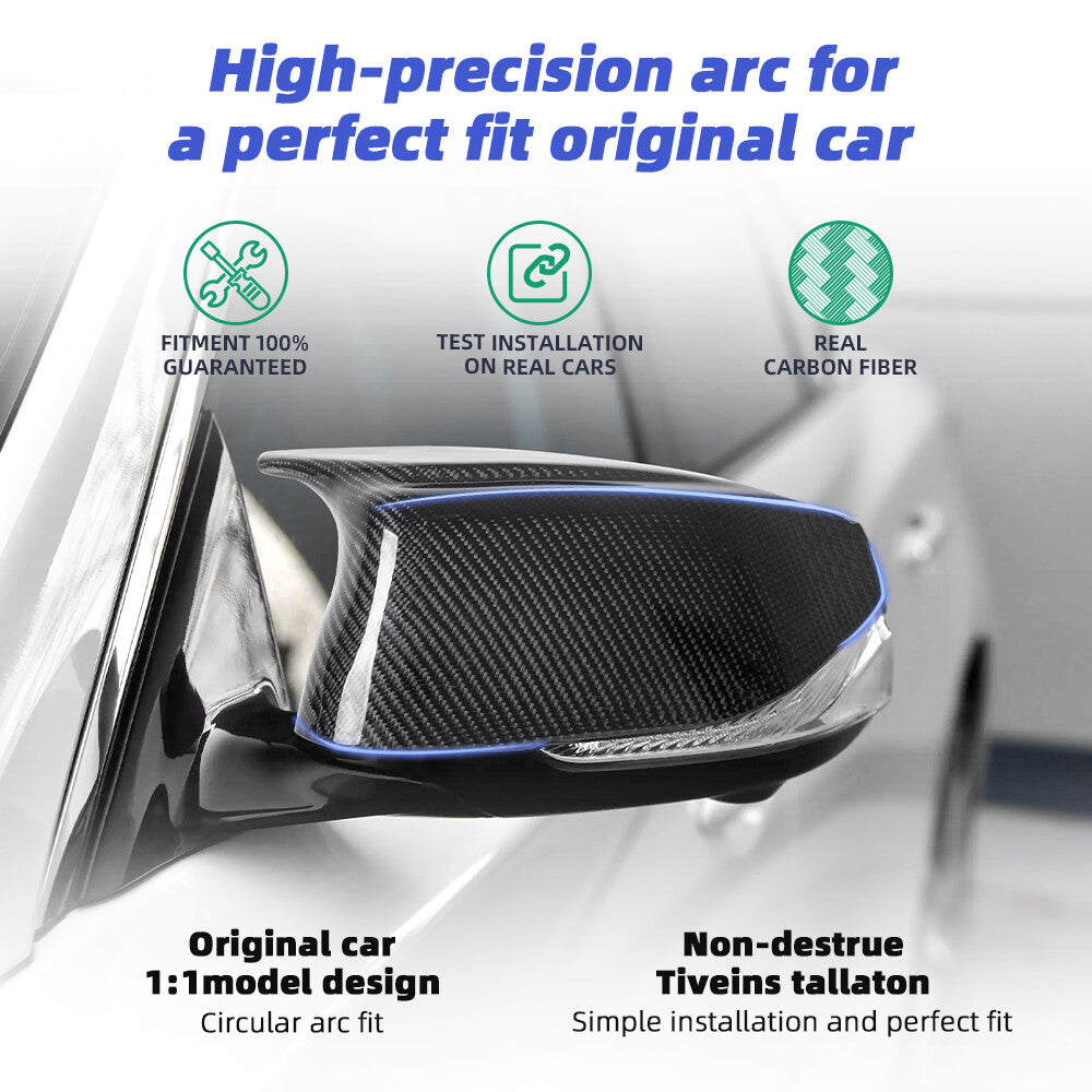 FOR INFINITI Q50 2014-2018 M STYLE REAL CARBON FIBER REAR SIDE MIRROR COVER CAP