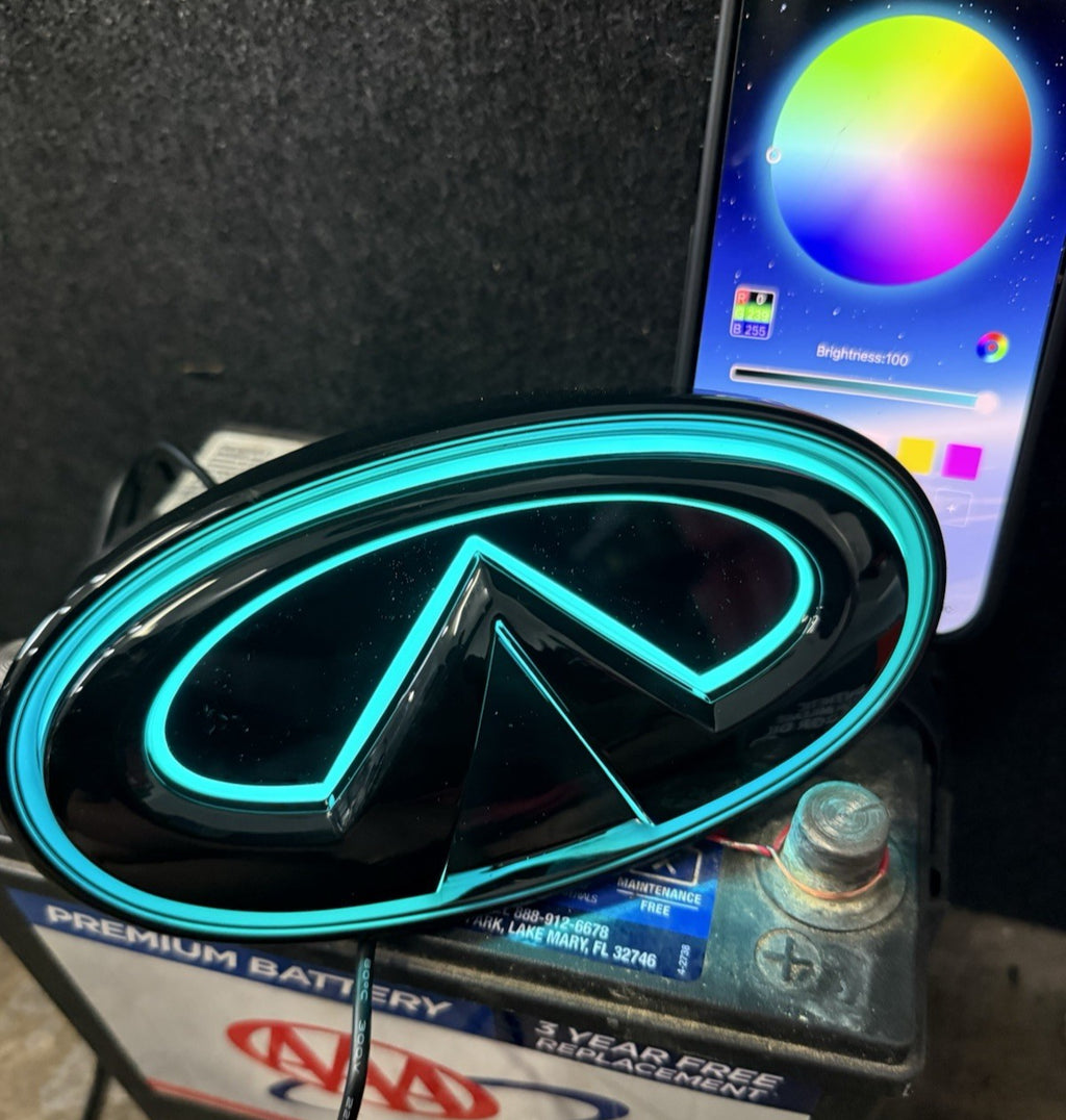 ✅ for 2018-2024 INFINITI Q50 COLOR CHANGING RGB LED GRILL EMBLEM GLOSS BLACK ✅