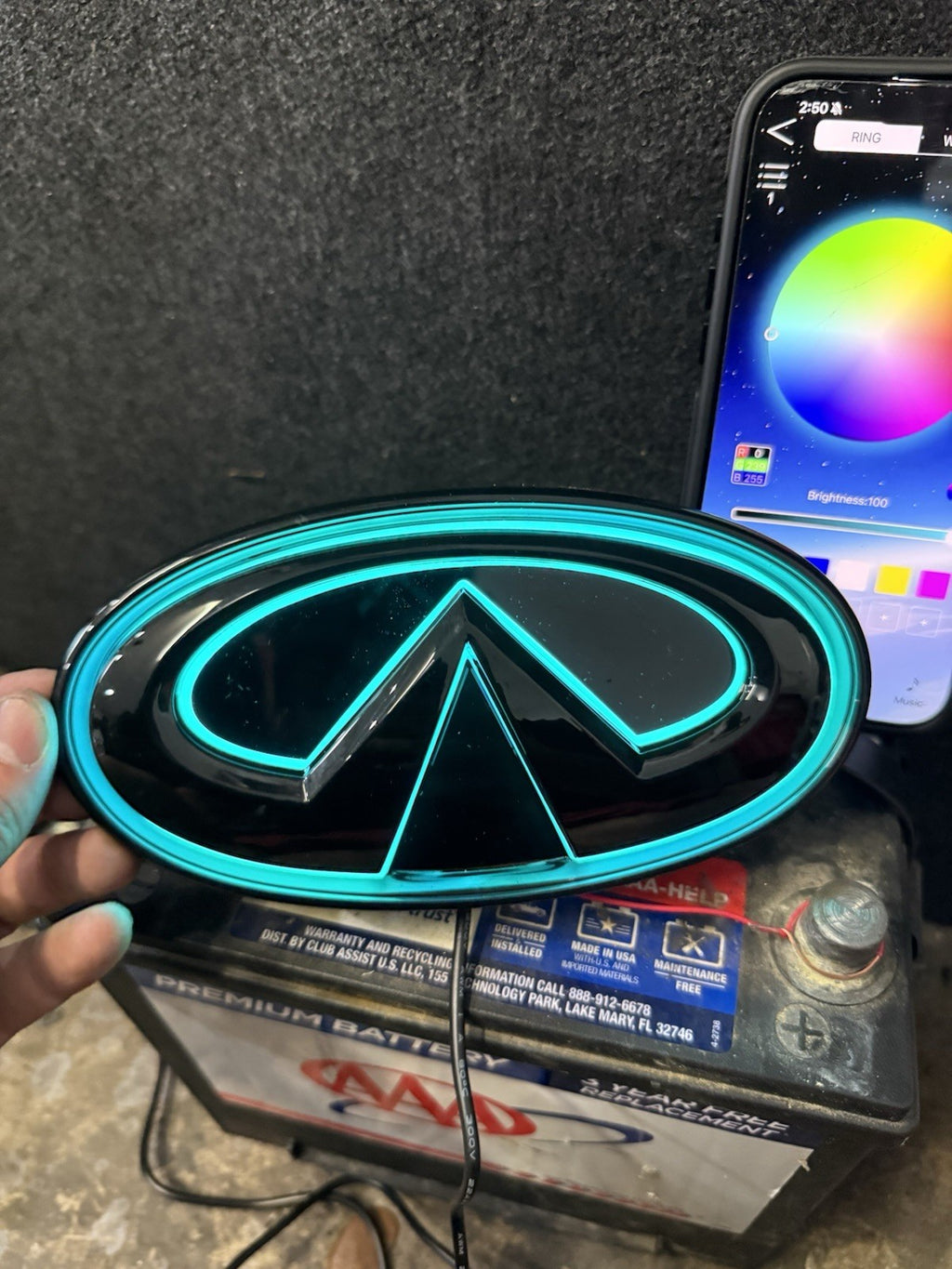 ✅ for 2018-2024 INFINITI Q50 COLOR CHANGING RGB LED GRILL EMBLEM GLOSS BLACK ✅