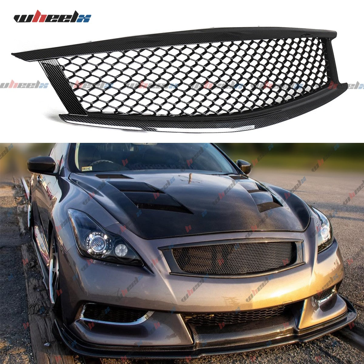 Carbon Fiber Front Bumper Grille for Infiniti G37 Q60 Coupe 08-13 Skyline Style