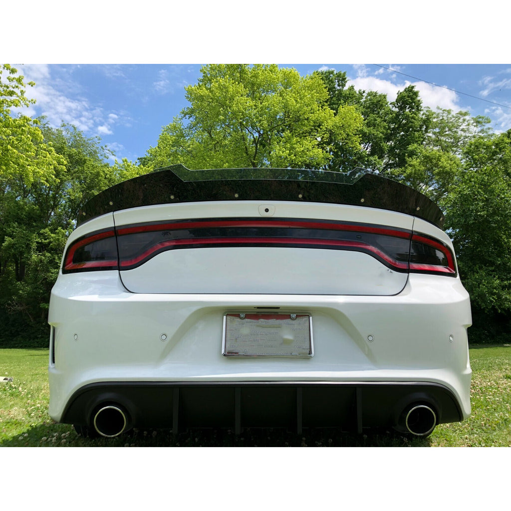 Fit 15-23 Dodge Charger SRT 2 Pcs BK Decklid Spoiler Gurney Flap Wicker Bill
