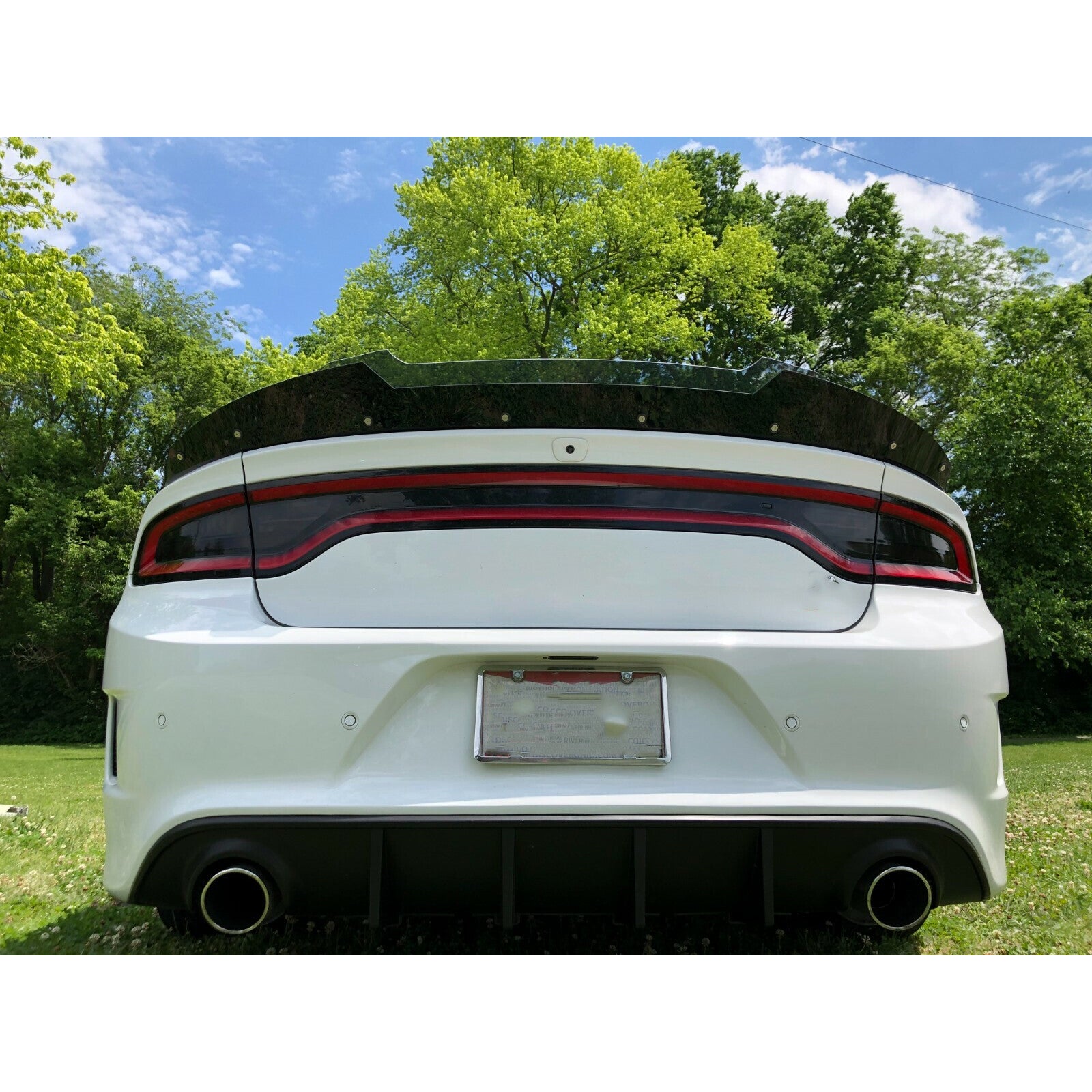 Fit 15-23 Dodge Charger SRT 2 Pcs BK Decklid Spoiler Gurney Flap Wicker Bill