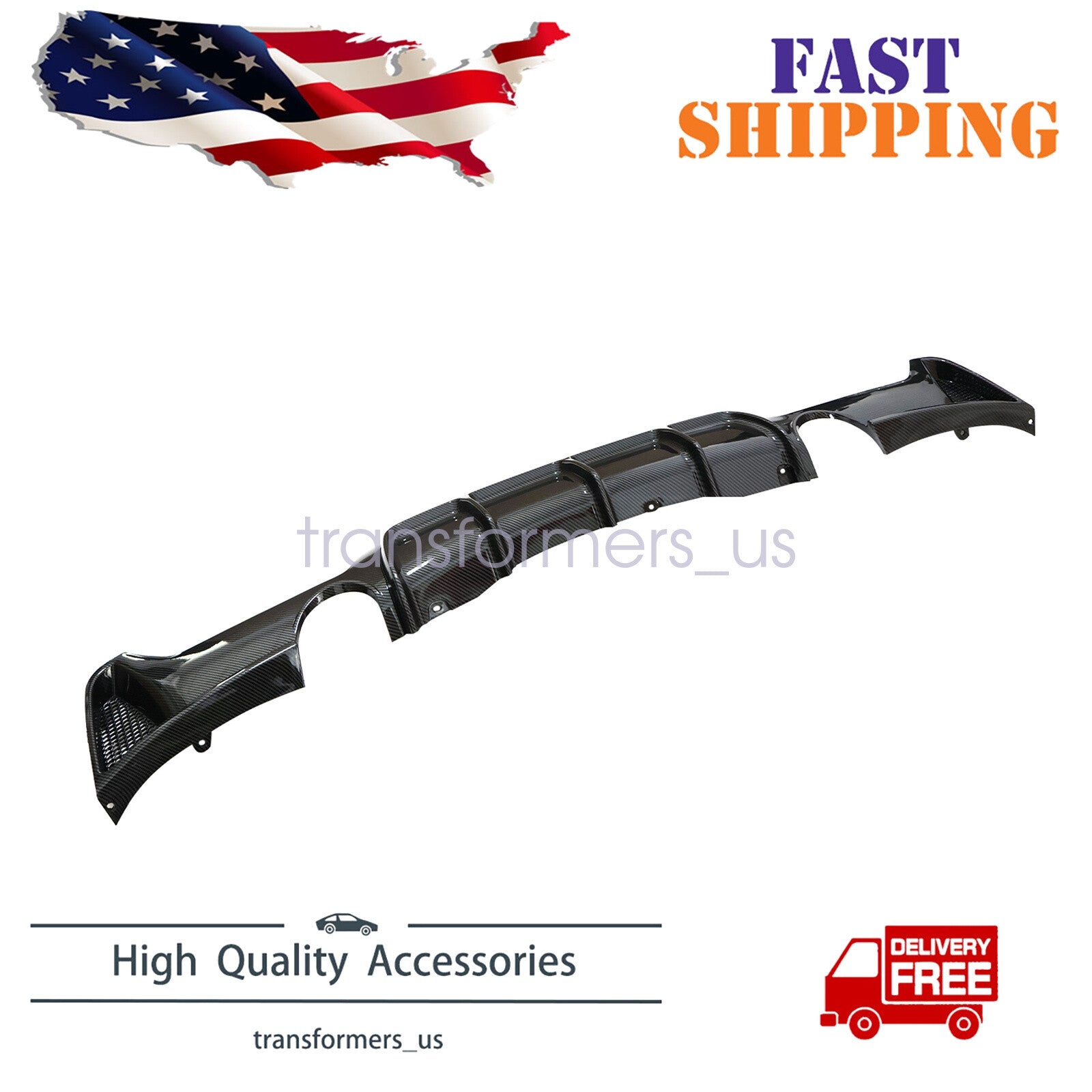 For 14-20 BMW F32 F33 F36 4Series M Sport Rear Diffuser Dual Exhaust Carbon Look