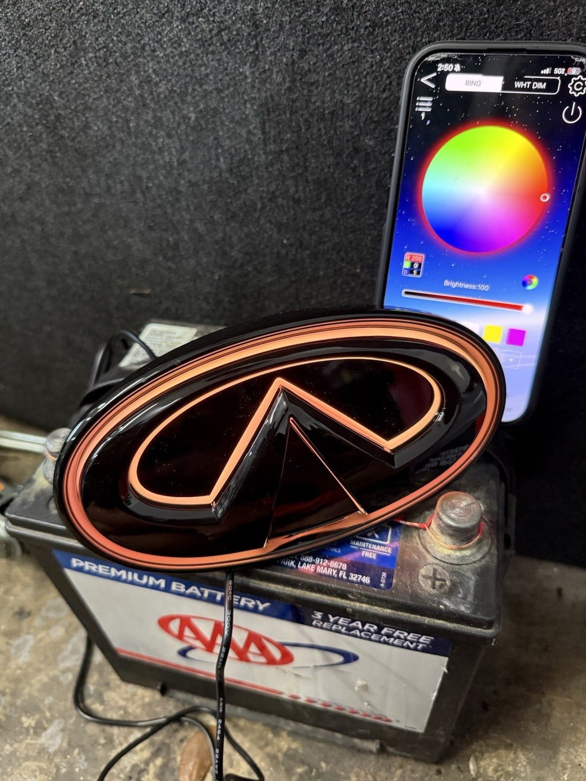 ✅ for 2018-2024 INFINITI Q50 COLOR CHANGING RGB LED GRILL EMBLEM GLOSS BLACK ✅